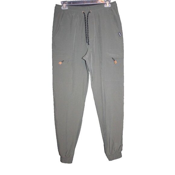 Tony Hawk Cargo Joggers Men's Size Small Green Stretch Elastic Waist Wind Pants - Picture 1 of 2